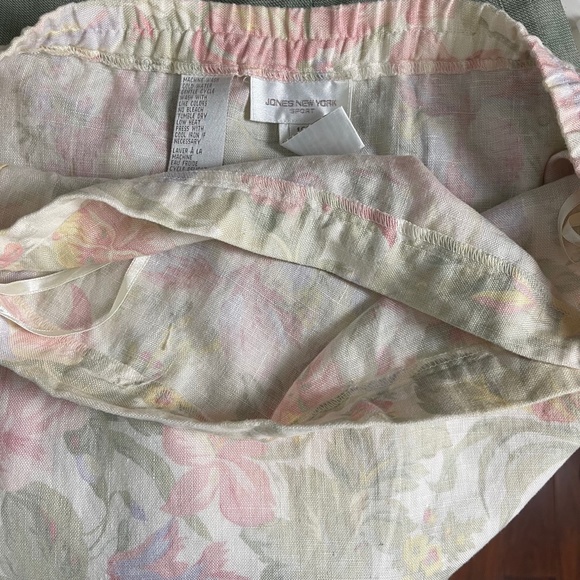 Vtg Jones New York Linen Pastel Floral Wrap Skirt - Picture 5 of 8